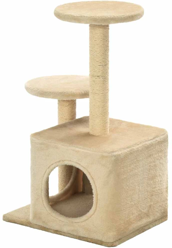 Draskyklė katėms su stovais iš sizalio, 60cm, smėlio spalvos