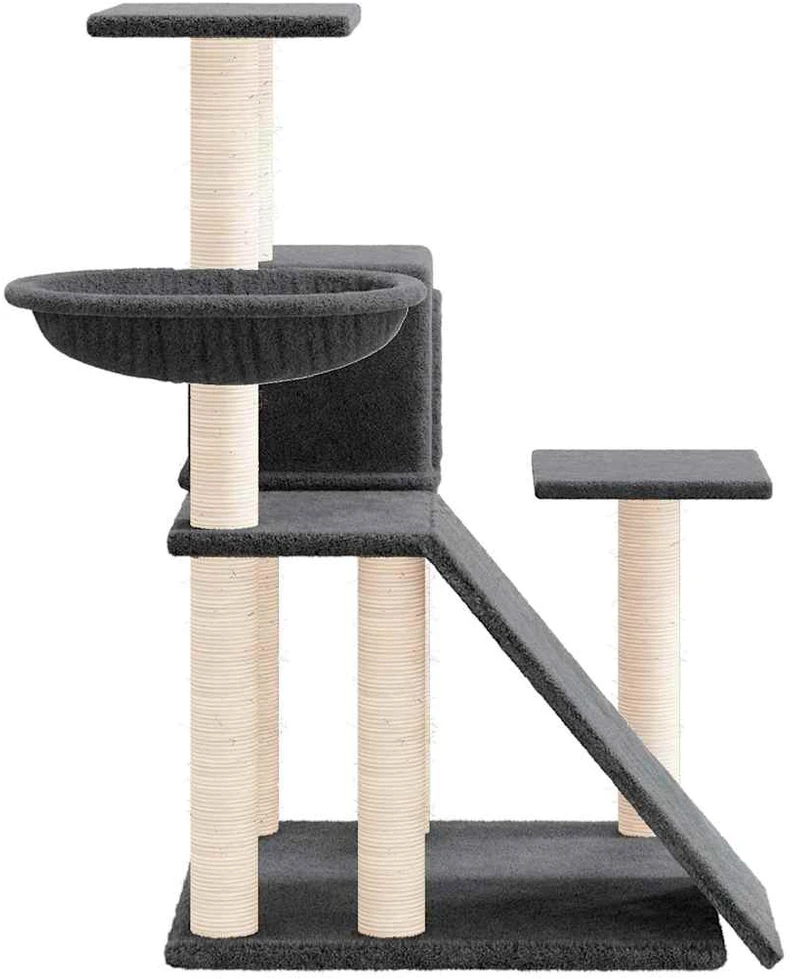 Draskyklė katėms su stovais iš sizalio, tamsiai pilka, 82cm