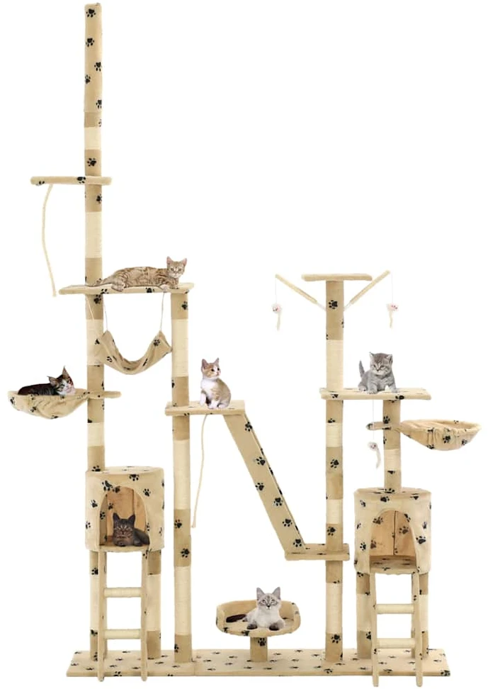 Draskyklė katėms su stovu, 230-250cm, smėlio spalvos