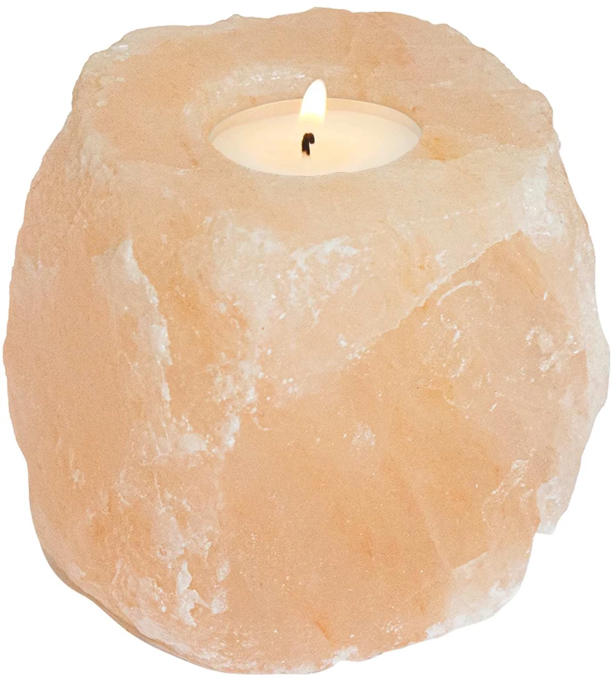 Druskos akmens tealight laikikliai 4 vnt. Rožinė Druskos akmuo