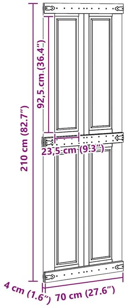 Tvarto durys CORONA 70 x 210 cm Pušies medienos masyvas Balta