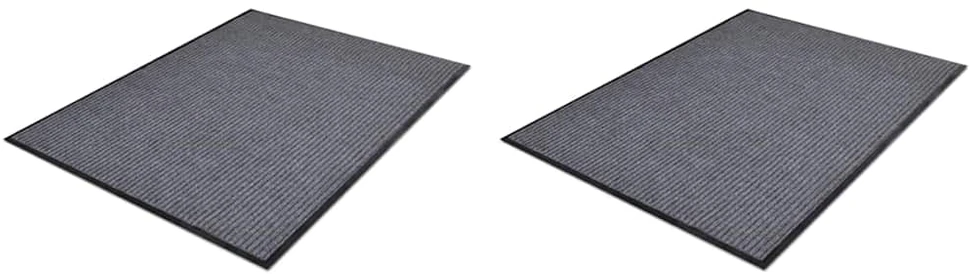 Durų kilimėliai, 2 vnt., pilkos spalvos, 90x60cm, PVC