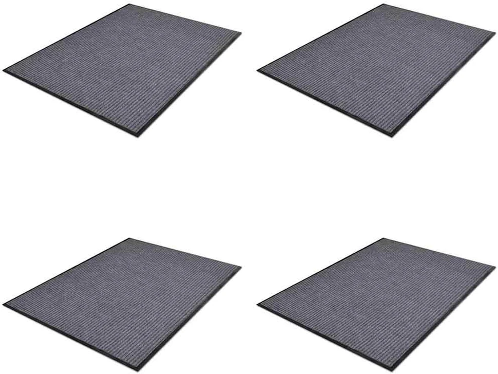 Durų kilimėliai, 4 vnt., pilkos spalvos, 90x60cm, PVC
