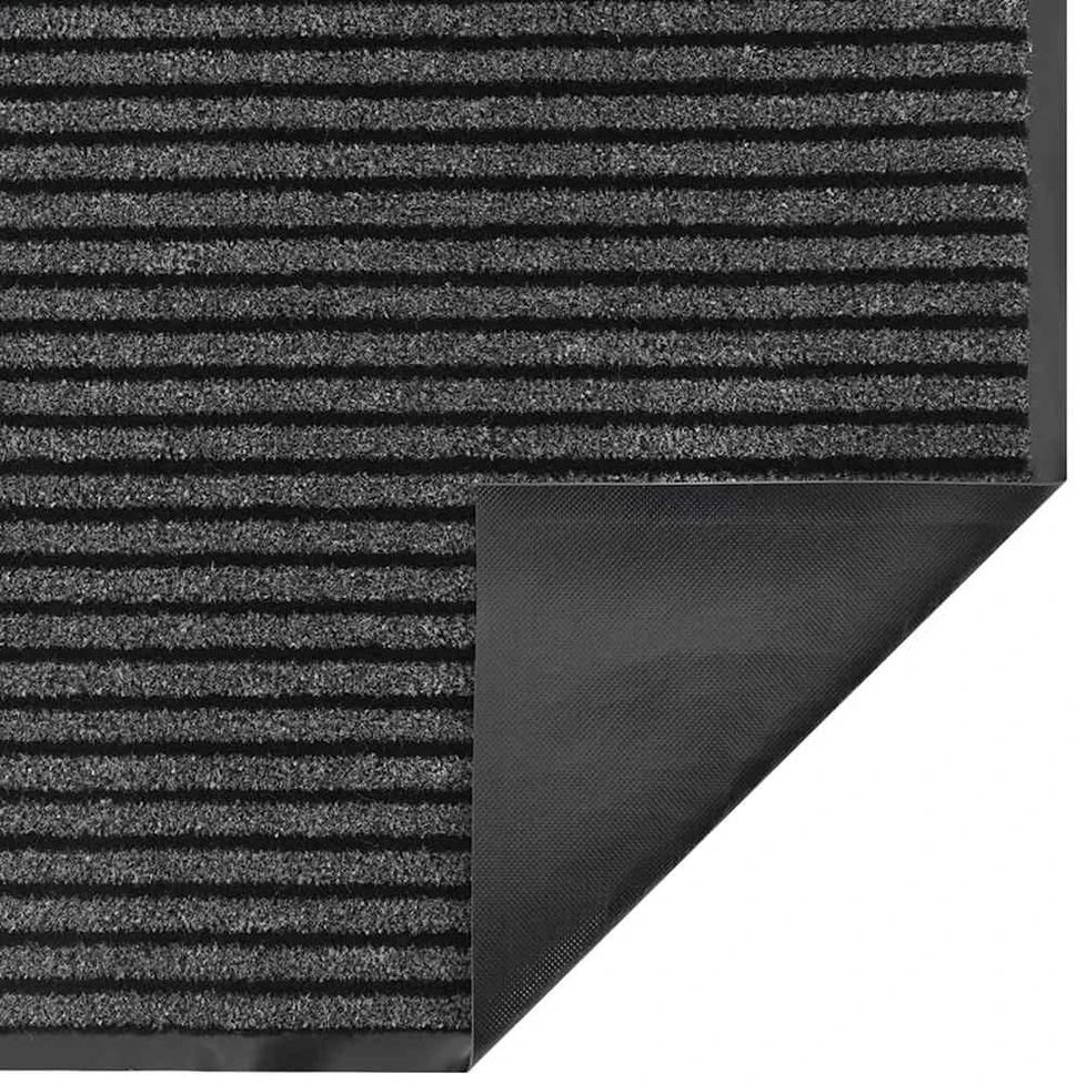Durų kilimėlis, juodos ir pilkos spalvos, 115x200cm, dryžuotas