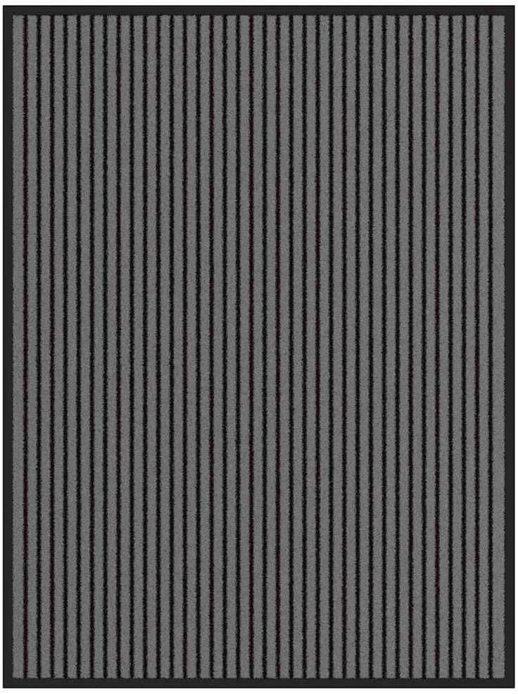 Durų kilimėlis, juodos ir pilkos spalvos, 90x120cm, dryžuotas