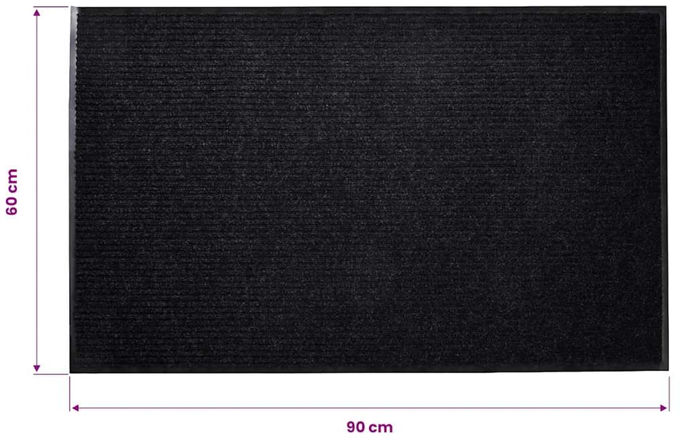Juodas PVC Durų Kilimėlis, 90 x 60 cm