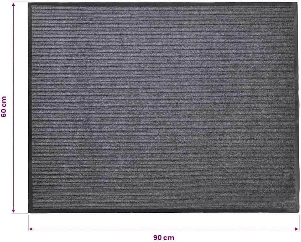 Pilkas PVC Durų Kilimėlis, 90 x 60 cm