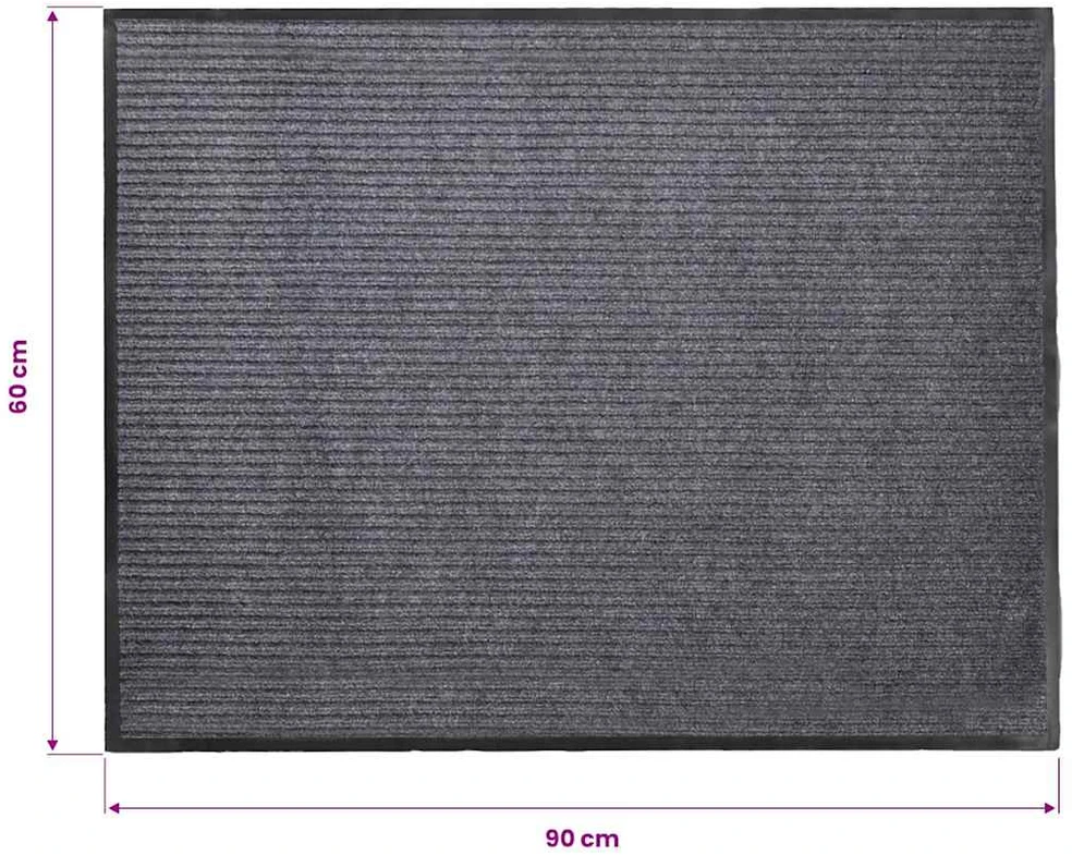 Pilkas PVC Durų Kilimėlis, 90 x 60 cm