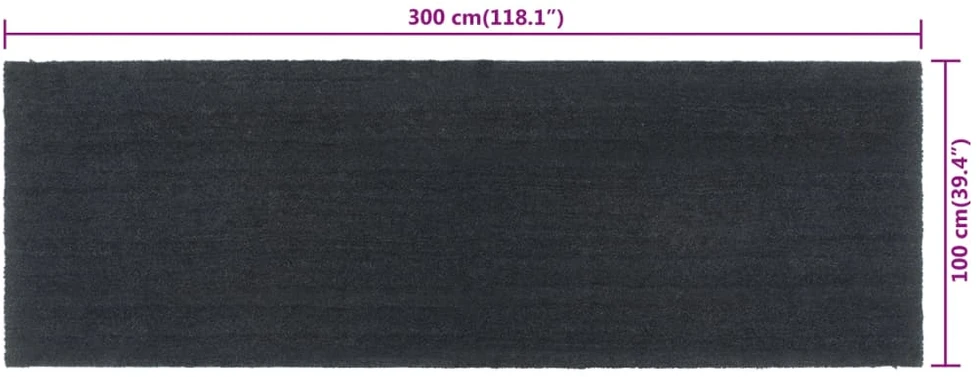 Durų kilimėlis, tamsiai pilkas, 100x300cm, kokoso pluoštas