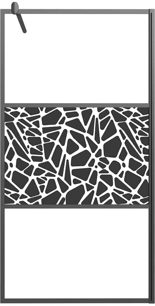 Dušo sienelė, juoda, 100x195cm, ESG stiklas, su akmenukais