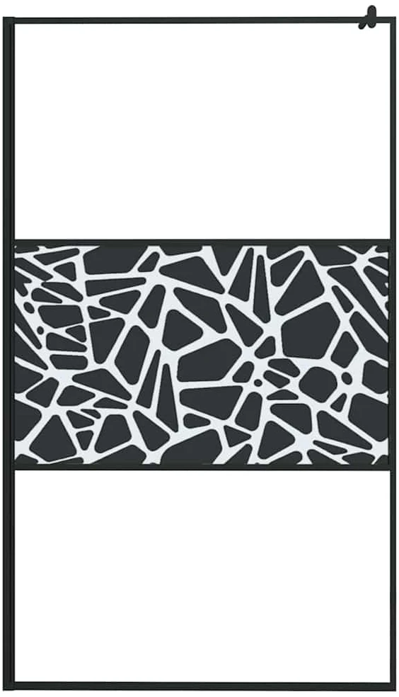 Dušo sienelė, juoda, 115x195cm, ESG stiklas, su akmenukais