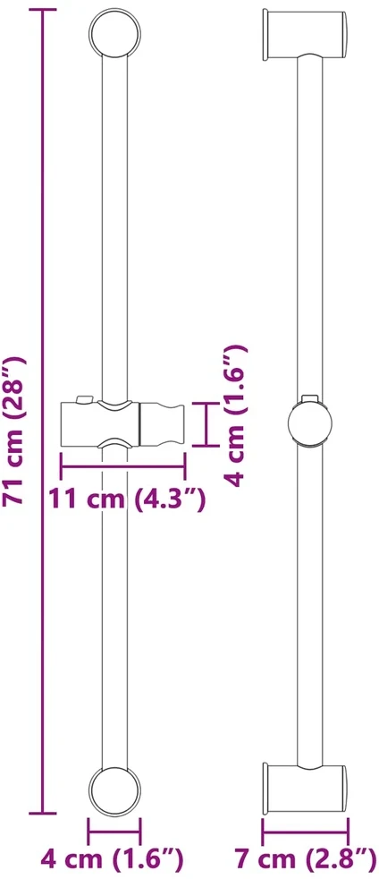 Dušo galvutės laikiklis Chromo 70 cm Nerūdijantis plienas