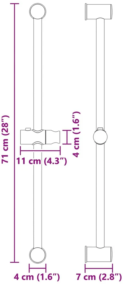 Dušo galvutės laikiklis Chromo 70 cm Nerūdijantis plienas