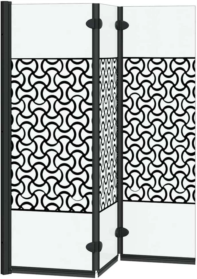 Dušo kabineto uždanga Juoda ir permatoma 130 x 130 cm