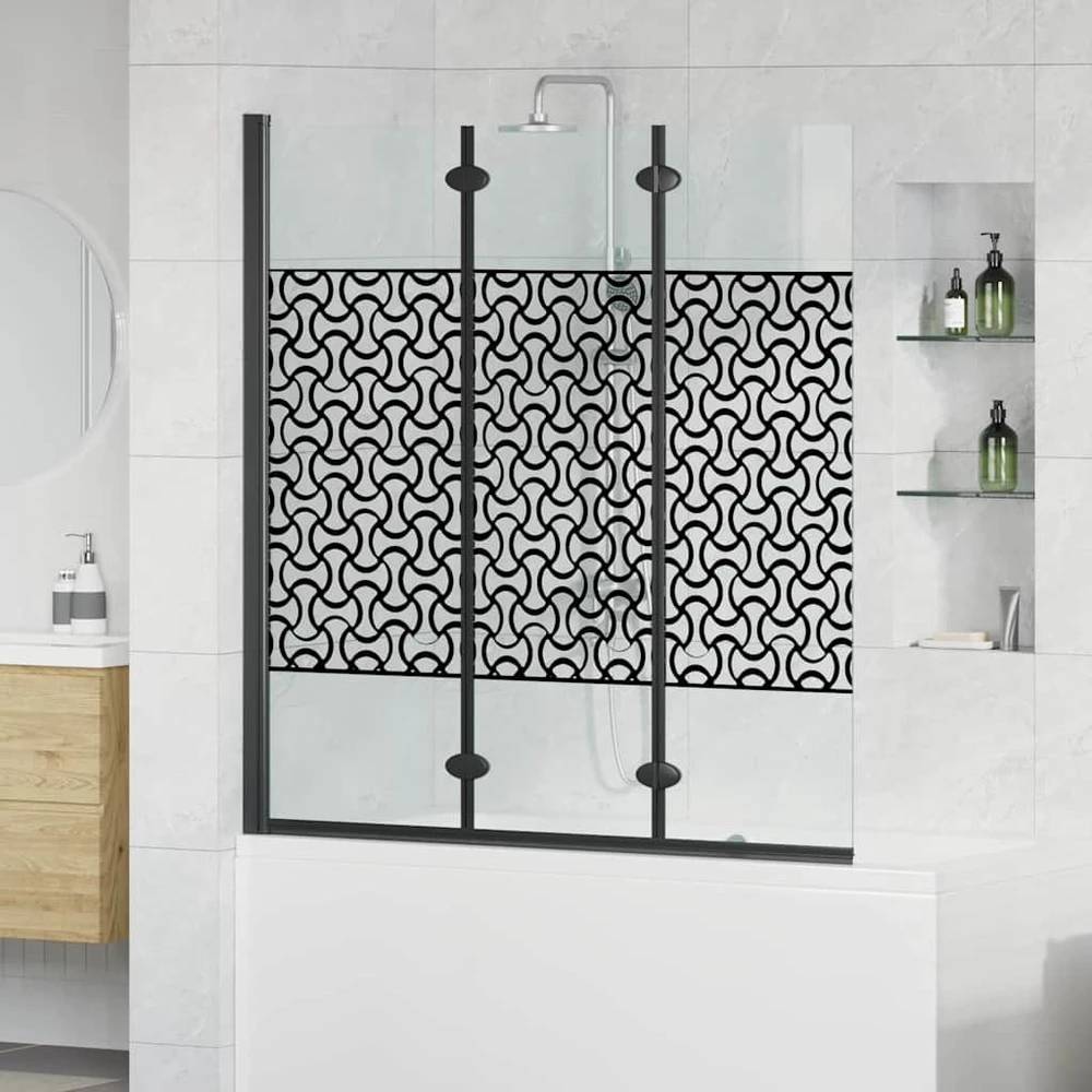 Dušo kabineto uždanga Juoda ir permatoma 130 x 130 cm