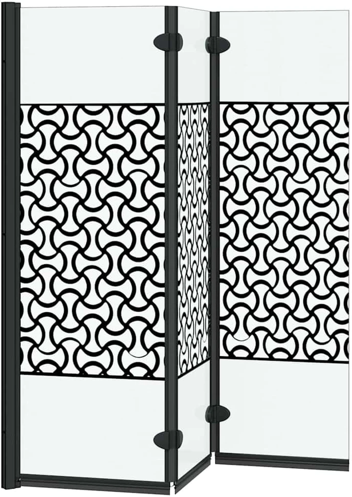 Dušo kabineto uždanga Juoda ir permatoma 130 x 130 cm