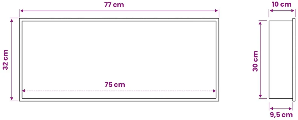 Dušo niša Juoda 75 x 30 x 9,5 cm Nerūdijantis plienas