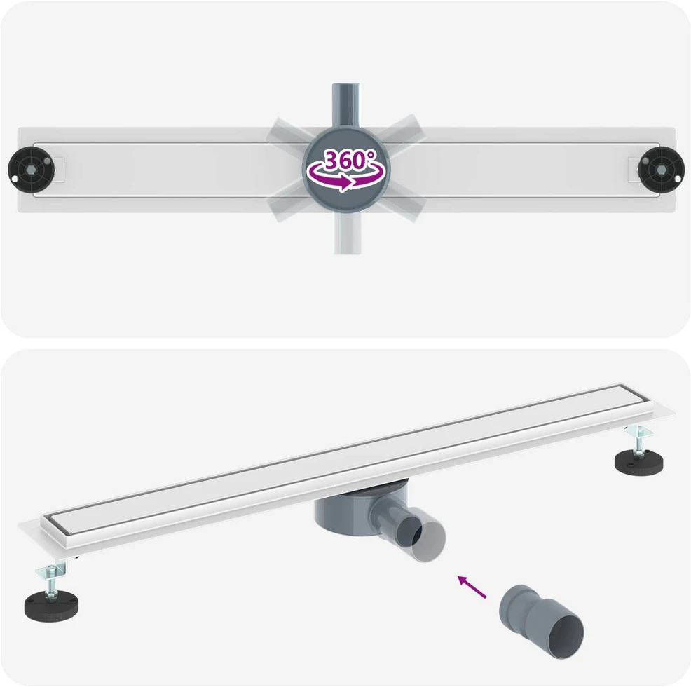 Dušo nuotekų 2-in-1 su 360° sifonu Sidabrinė 80 cm