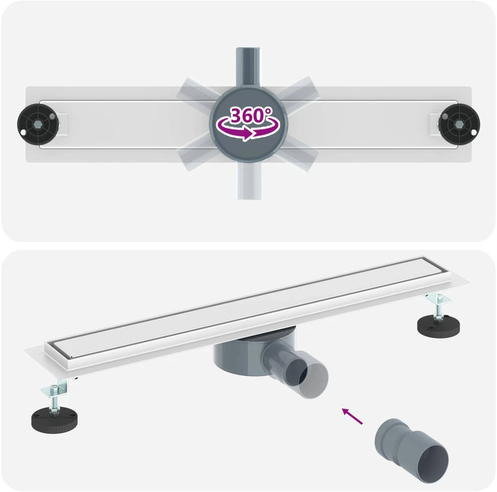 Dušo nuotekų 2-in-1 su 360° sifonu Sidabrinė 60 cm