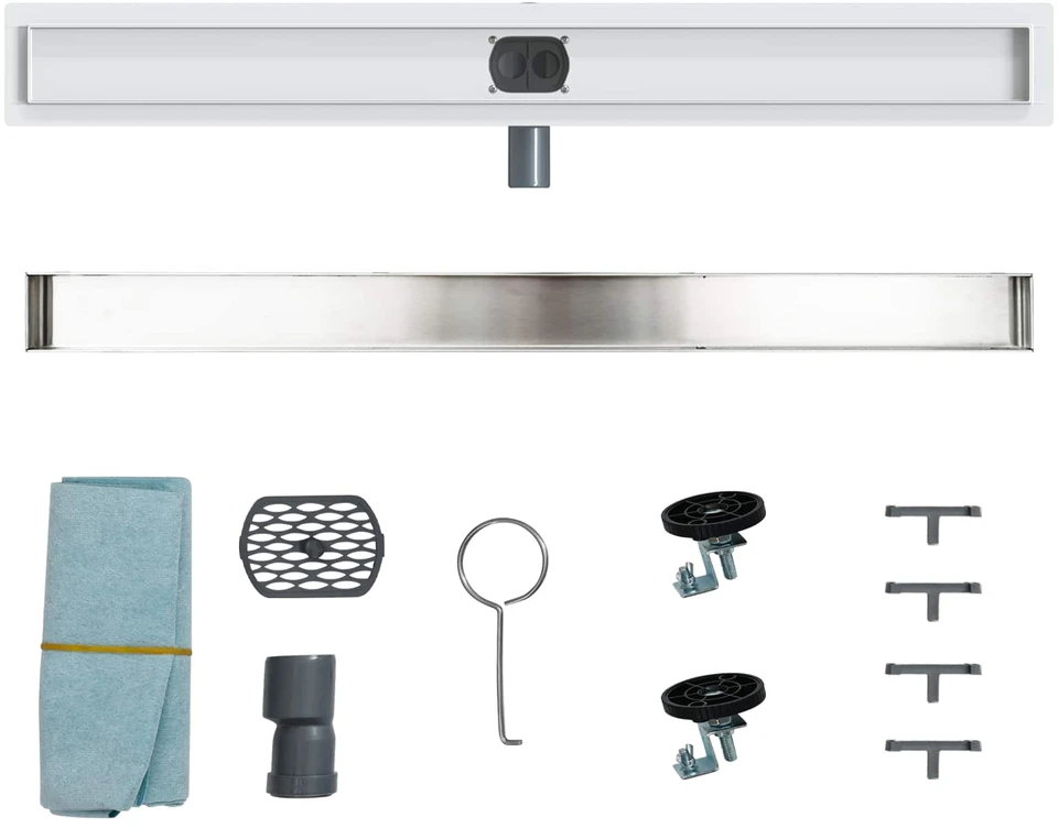 Dušo nuotekų 2-in-1 su 360° sifonu Sidabrinė 90 cm