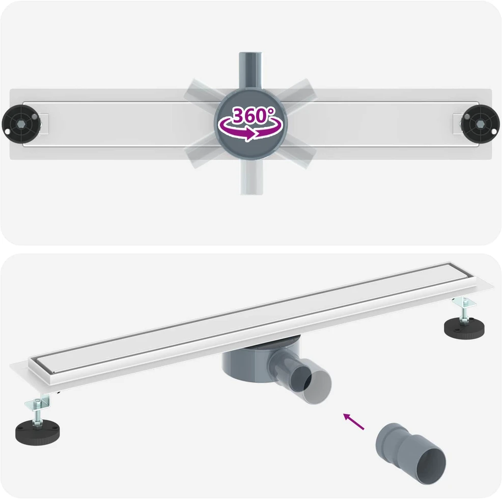 Dušo nuotekų 2-in-1 su 360° sifonu Sidabrinė 70 cm