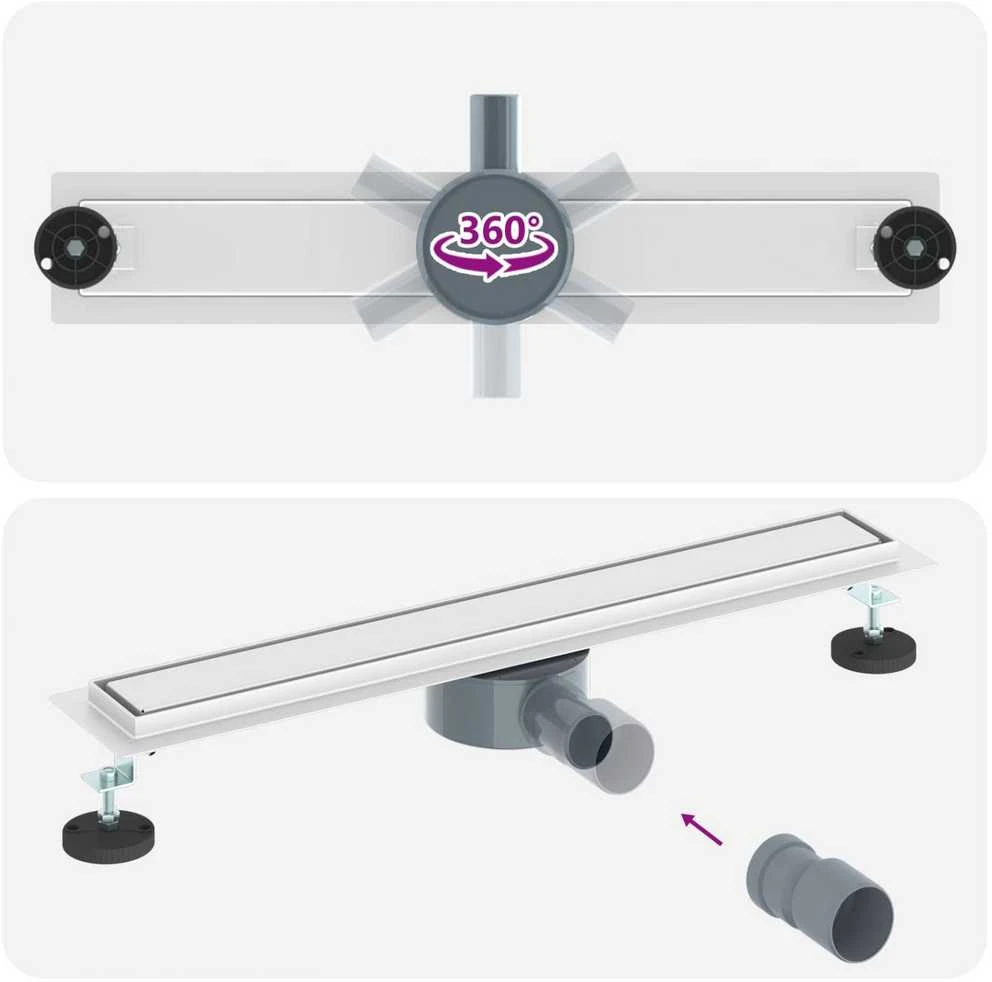Dušo nuotekų 2-in-1 su 360° sifonu Sidabrinė 60 cm