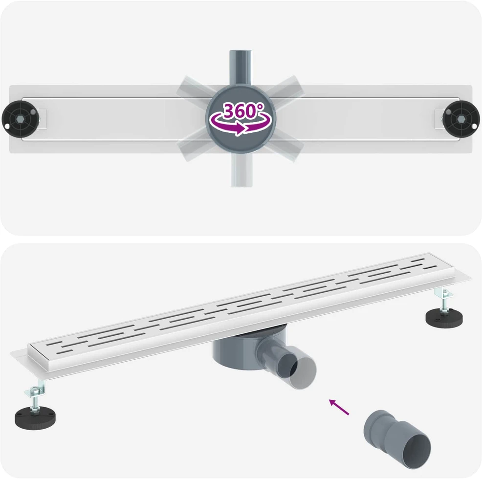 Dušo nuotekų linijinės dizaino su 360° sifonu Sidabrinė 70 cm