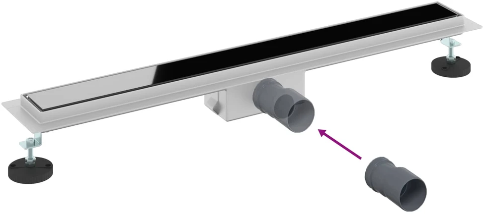 Dušo nutekėjimas su stiklo dangteliu Juoda 70 cm