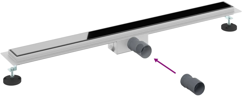Dušo nutekėjimas su stiklo dangteliu Juoda 100 cm