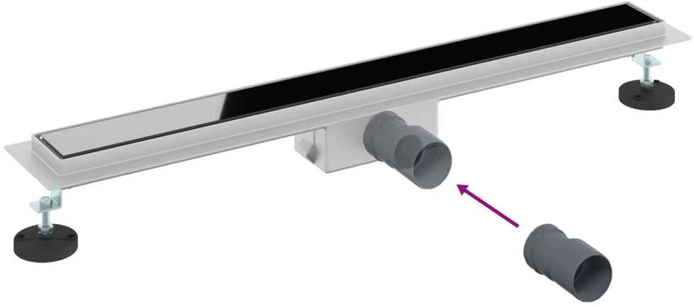 Dušo nutekėjimas su stiklo dangteliu Juoda 80 cm