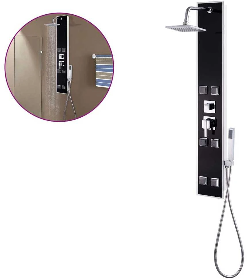 Dušo panelė, stiklas, 18x42,1x120cm, juoda