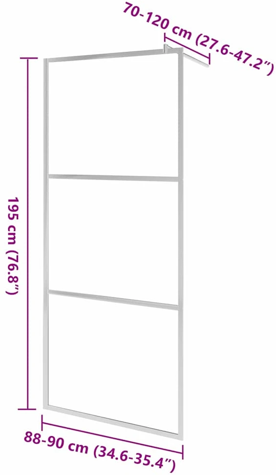 Dušo sienelė su skaidriu ESG stiklu, 90x195cm