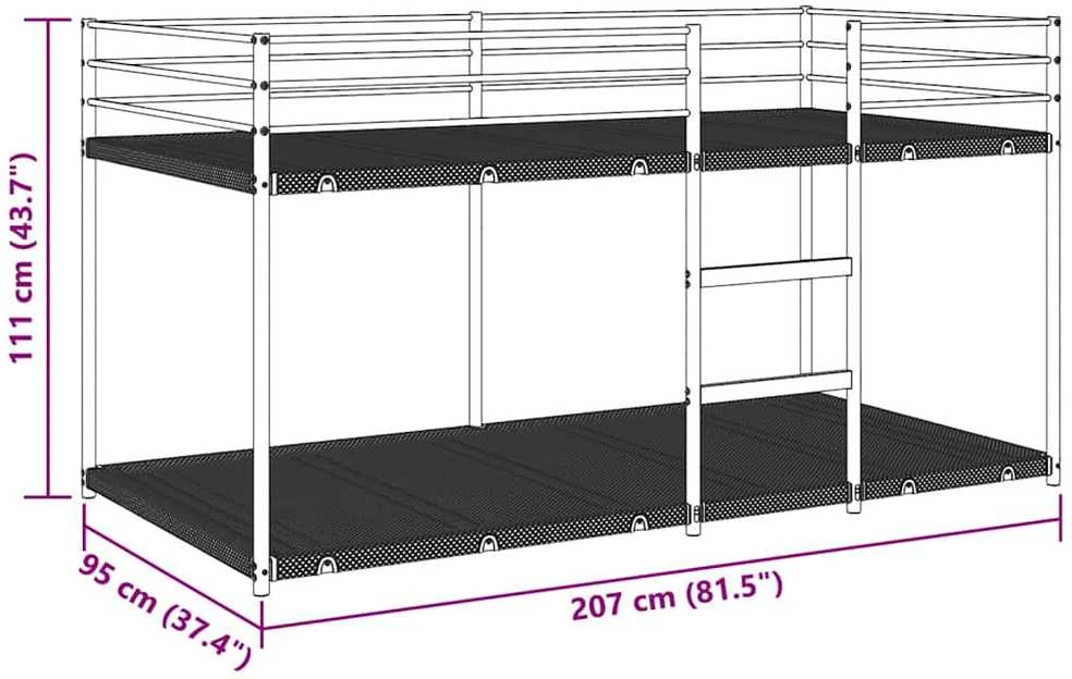 Dviaukštė lova be čiužinio Balta 90x200 cm Plienas