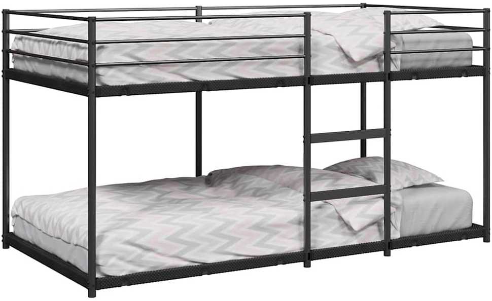 Dviaukštė lova be čiužinio Juoda 75x190 cm Plienas