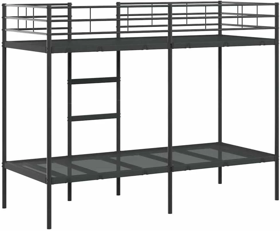 Dviaukštė lova be čiužinio Juoda 75x190 cm Plienas