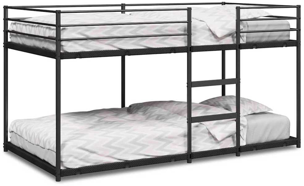 Dviaukštė lova be čiužinio Juoda 75x190 cm Plienas