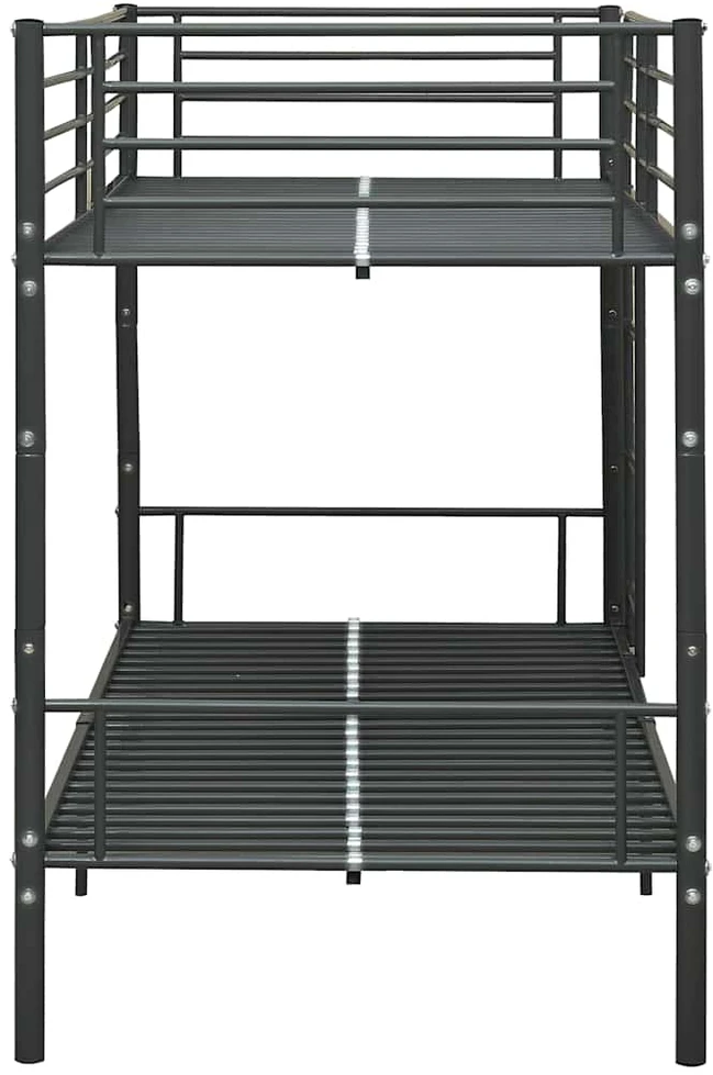 Dviaukštė lova, juodos spalvos, 90x200cm, metalas