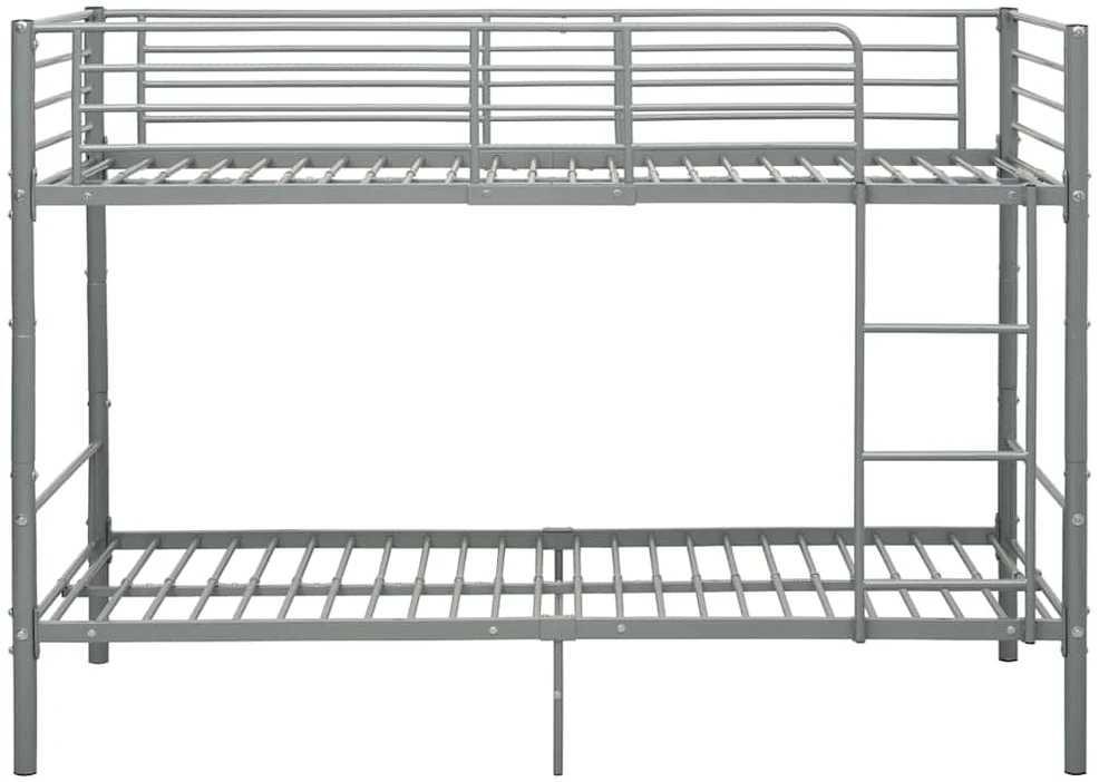 Dviaukštė lova, pilkos spalvos, 90x200cm, metalas