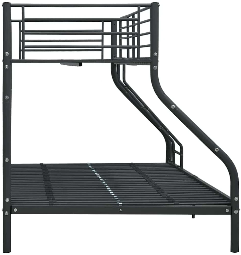 Dviaukštės lovos rėmas, juodas, 140x200cm/90x200cm, metalas