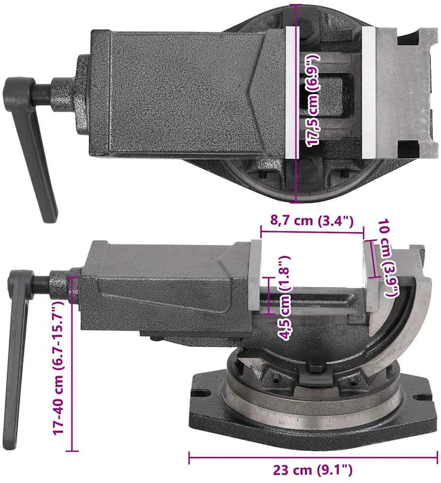 Dviejų ašių pakreipiamas spaustuvas, 100mm