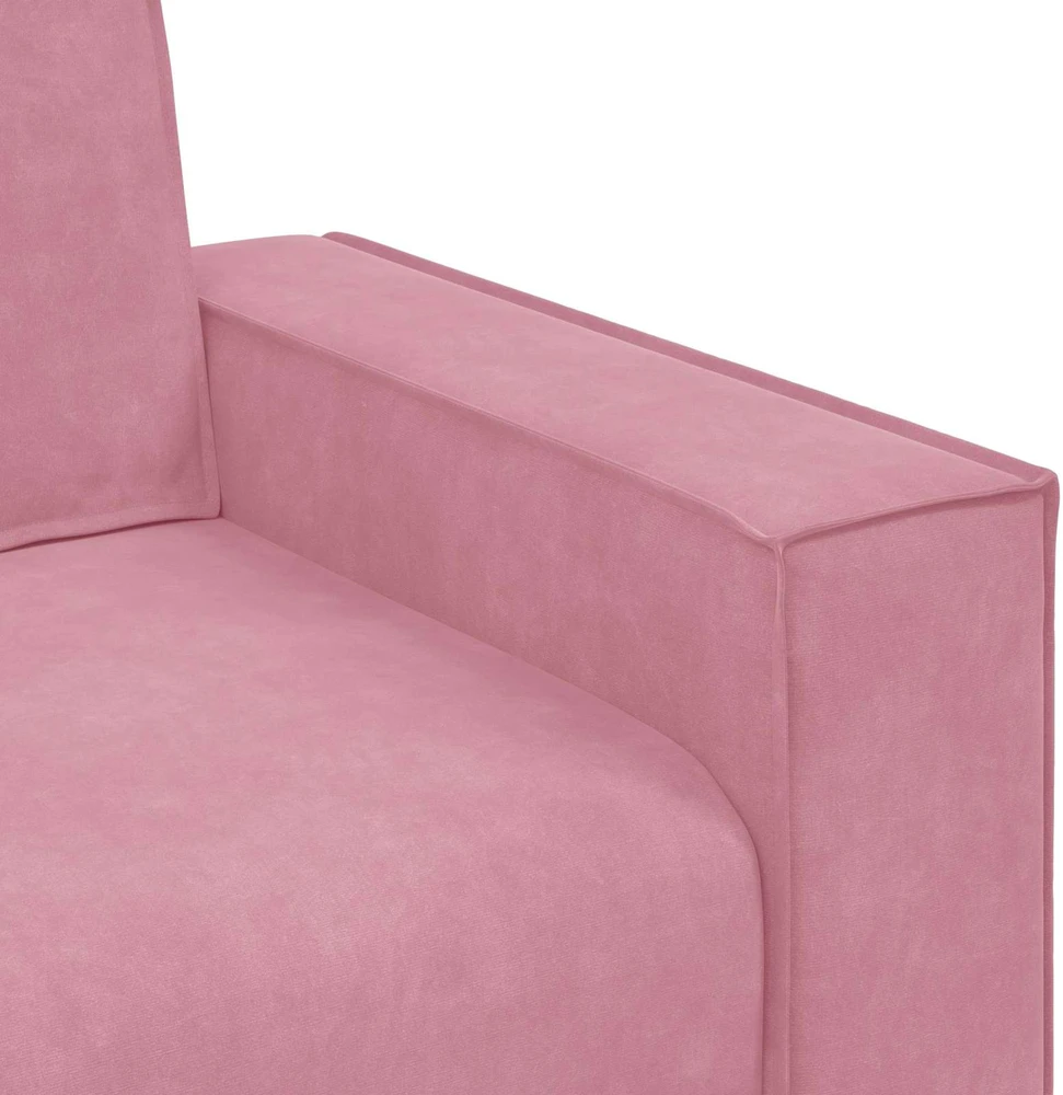 Sofa Dviejų dalių sofos komplektas su pagalvėlėmis, rožinis aksomas