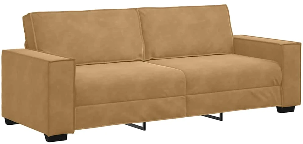 Sofa Dviejų dalių sofos komplektas su pagalvėlėmis, rudas aksomas