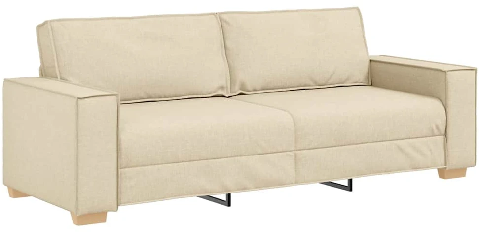 Sofa Dviejų dalių sofos komplektas su pagalvėlėmis, kreminės spalvos audinys