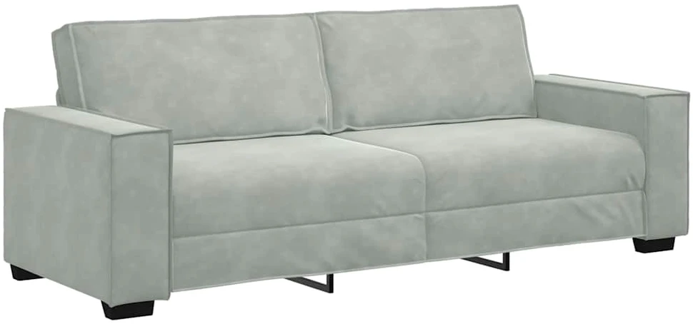 Sofa Dviejų dalių sofos komplektas su pagalvėlėmis, šviesiai pilkas aksomas