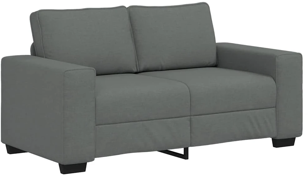 Sofa Dviejų dalių sofos komplektas su pagalvėlėmis, tamsiai pilkas audinys