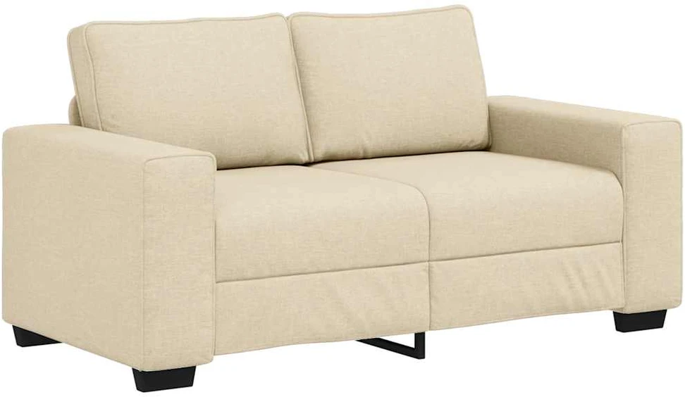 Sofa Dviejų dalių sofos komplektas su pagalvėlėmis, kreminės spalvos audinys