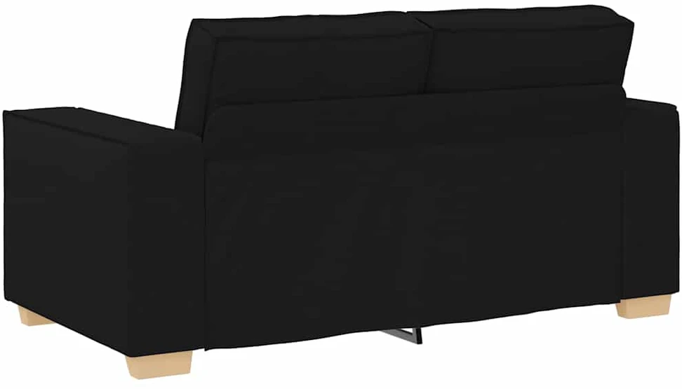 Sofa Dviejų dalių sofos komplektas su pagalvėlėmis, juodas audinys
