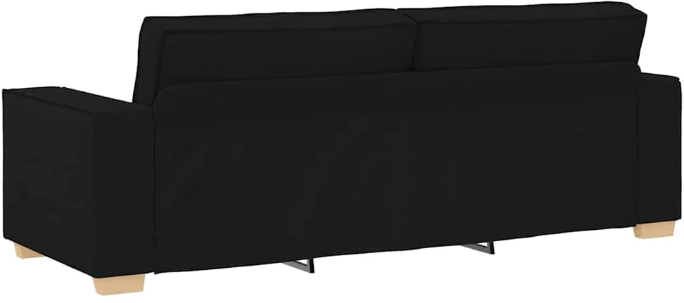 Sofa Dviejų dalių sofos komplektas su pagalvėlėmis, juodas audinys