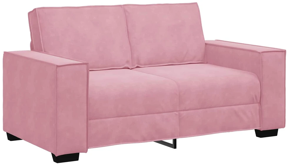Sofa Dviejų dalių sofos komplektas su pagalvėlėmis, rožinis aksomas