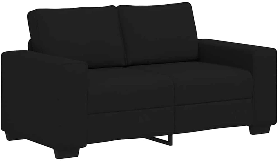 Sofa Dviejų dalių sofos komplektas su pagalvėlėmis, juodas audinys